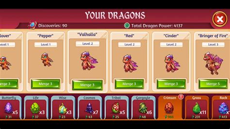 Levels of both dragons. . Merge dragons level with crimson dragon eggs
